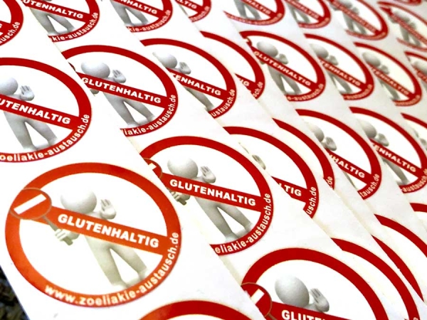 Aufkleber rot glutenhaltig